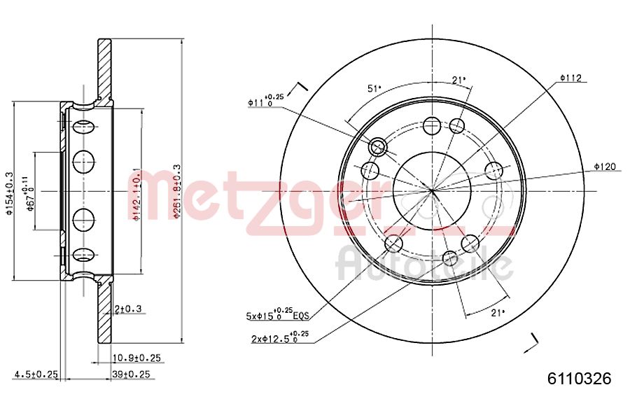 Bremsscheibe Vorderachse Metzger 6110326