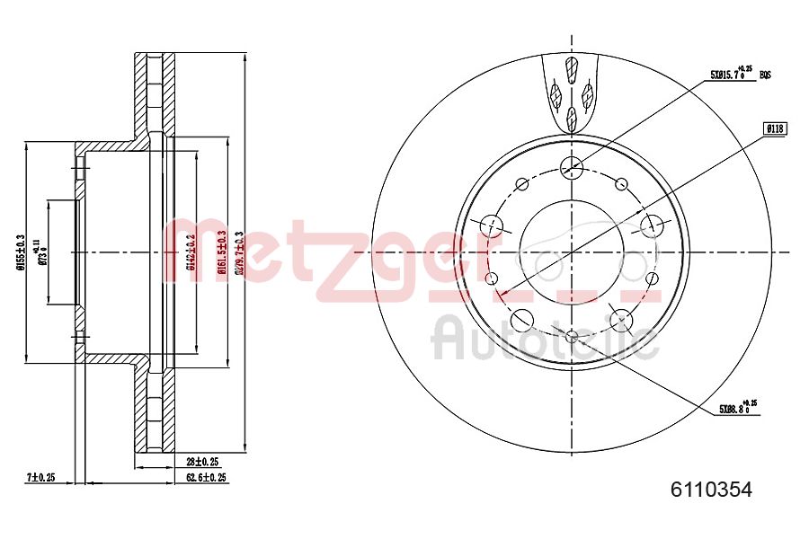 Bremsscheibe Vorderachse Metzger 6110354