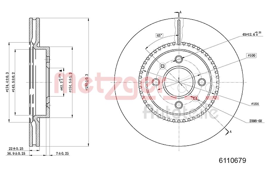 Bremsscheibe Vorderachse Metzger 6110679