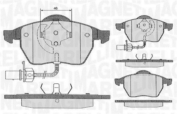 Bremsbelagsatz, Scheibenbremse Vorderachse Magneti Marelli 363916060261