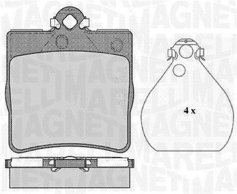 Bremsbelagsatz, Scheibenbremse Hinterachse Magneti Marelli 363916060311